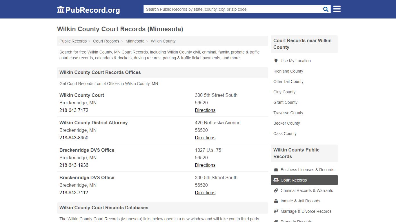 Free Wilkin County Court Records (Minnesota Court Records)